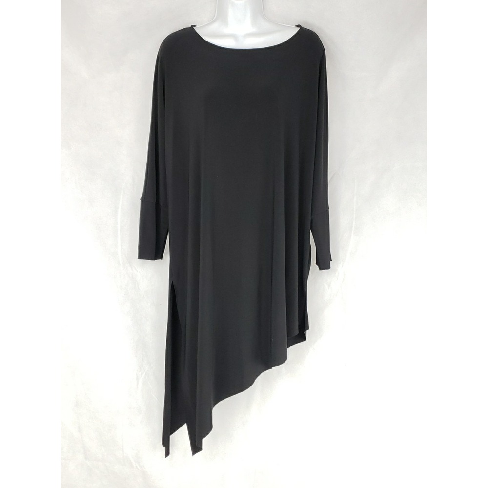 New IGOR Dobranic Size L 46/48 Art Tunic Asymmetrical Black Stretchy Top Poly
